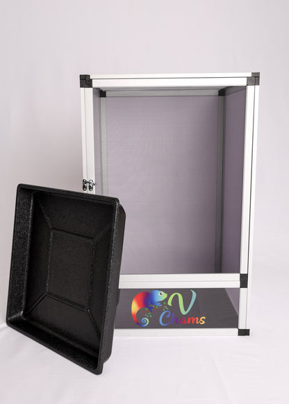 Size 12: Reptile Hybrid Cage, 12"x12"x18" - FREE water tray and WIFI Temp&Humidity Sensor included!