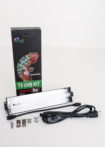 UVB 8W, 12" length, T5 5.0 Fixture and Florescent Tube